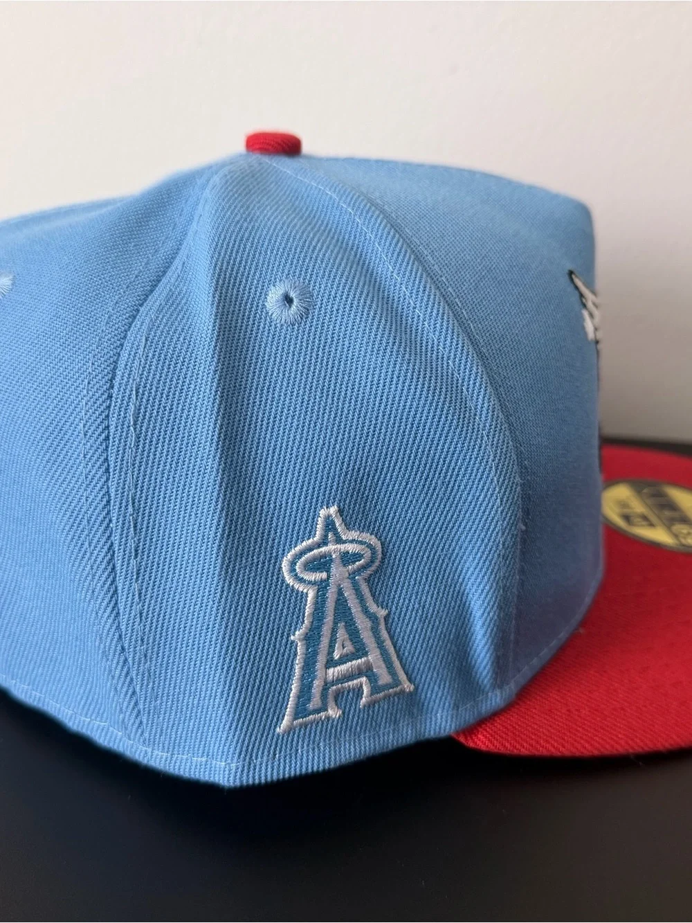 New Era Light Blue Crown Red Visor Angels 'A' Logo 59FIFTY